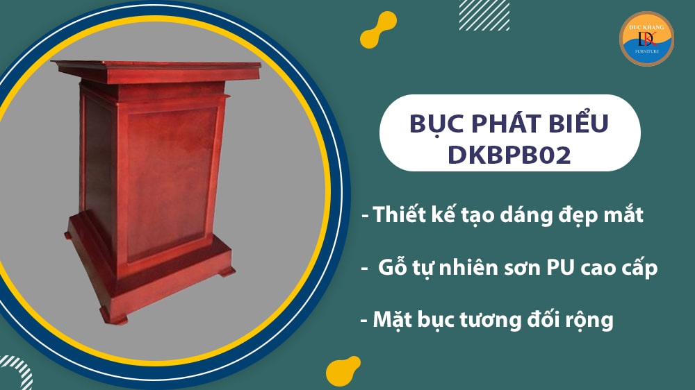 DKBPB02 | Bục phát biểu gỗ tự nhiên, mặt trơn đơn giản