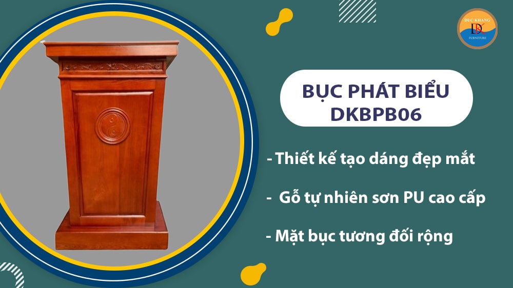 DKBPB06 | Bục phát biểu gỗ tự nhiên, kiểu dáng sang trọng