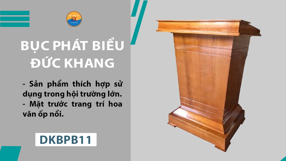 DKBPB11 | Bục phát biểu gỗ tự nhiên, thiết kế đơn giản sang trọng