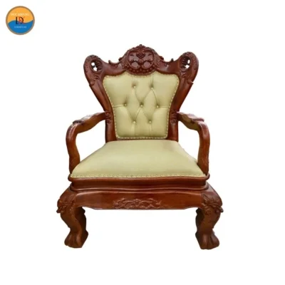 DKGCT25 | Ghế chủ tọa gỗ tự nhiên, nệm bọc da cao cấp