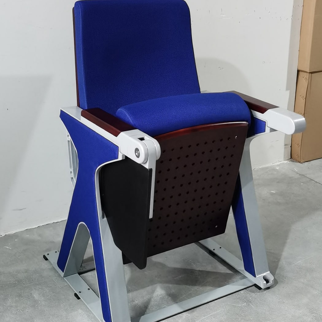 Ghế hội trường bọc nỉ xám, chân tĩnh kèm bàn viết - WH8016-3 Ghế hội trường bọc nỉ xám, chân tĩnh kèm bàn viết - WH8016-3