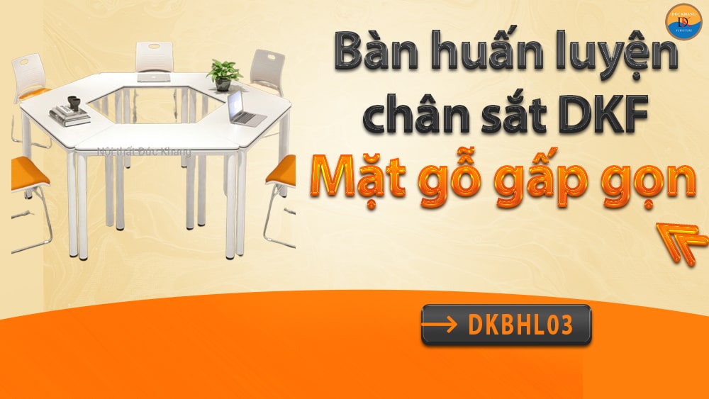 DKBHL03 | Bàn huấn luyện chân sắt DKF mặt gỗ gấp gọn