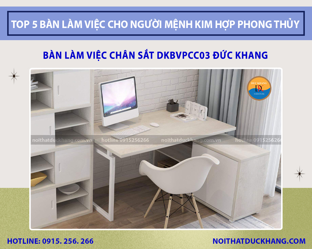 Bàn làm việc chân sắt DKBVPCC03 Đức Khang