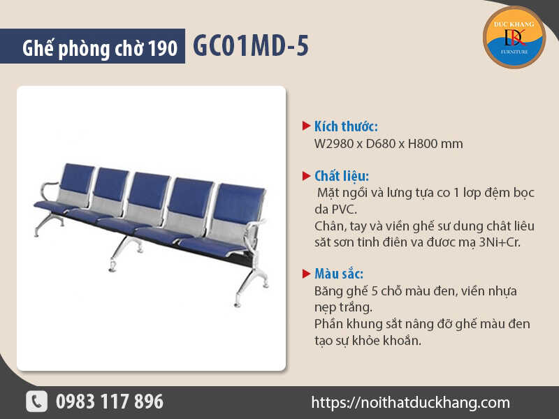 Chọn mẫu ghế phòng chờ 190 nào cho hành lang công ty?