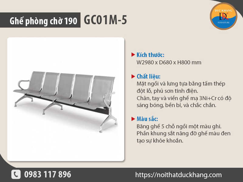 Chọn mẫu ghế phòng chờ 190 nào cho hành lang công ty?