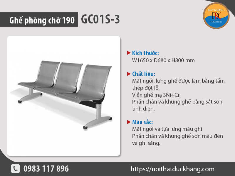 Chọn mẫu ghế phòng chờ 190 nào cho hành lang công ty?