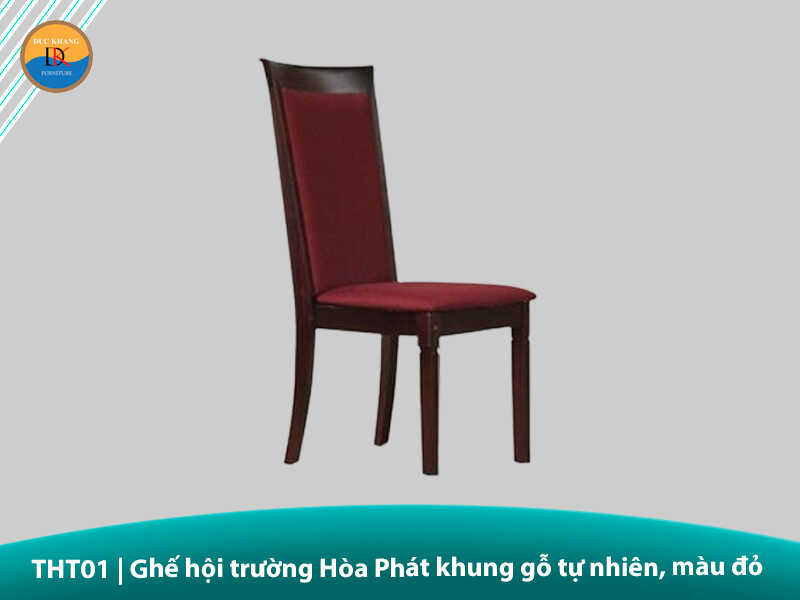 THT01 | Ghế hội trường Hòa Phát khung gỗ tự nhiên, màu đỏ