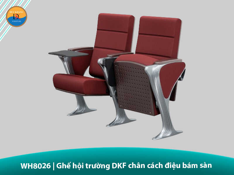 WH8026 | Ghế hội trường DKF chân cách điệu bám sàn kèm bàn viết tiện lợi