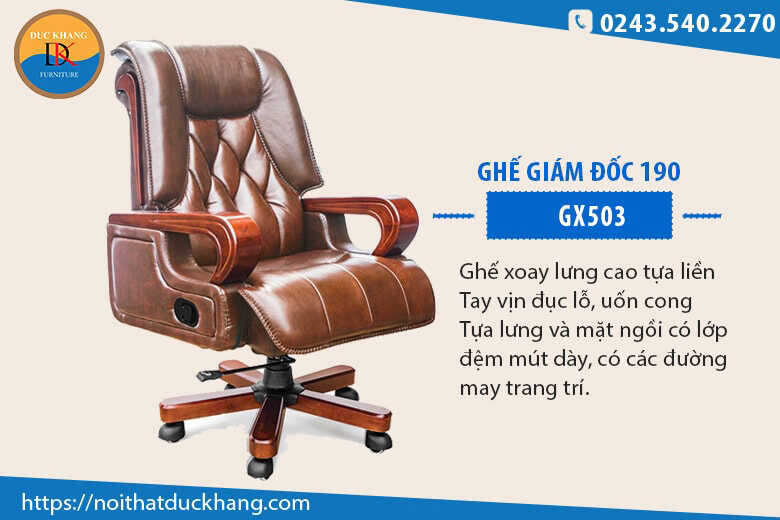 7 mẫu ghế giám đốc chân gỗ tự nhiên Đức Khang 