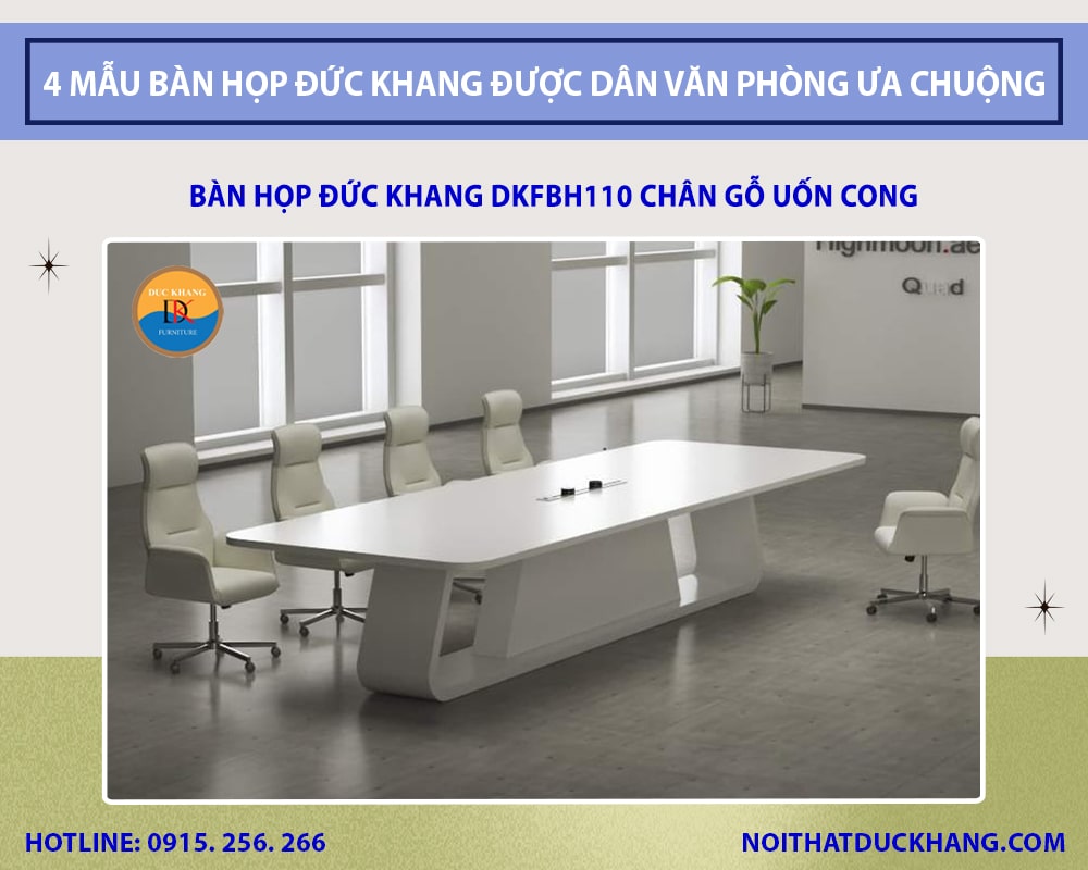 Bàn họp Đức Khang DKFBH110 chân gỗ uốn cong
