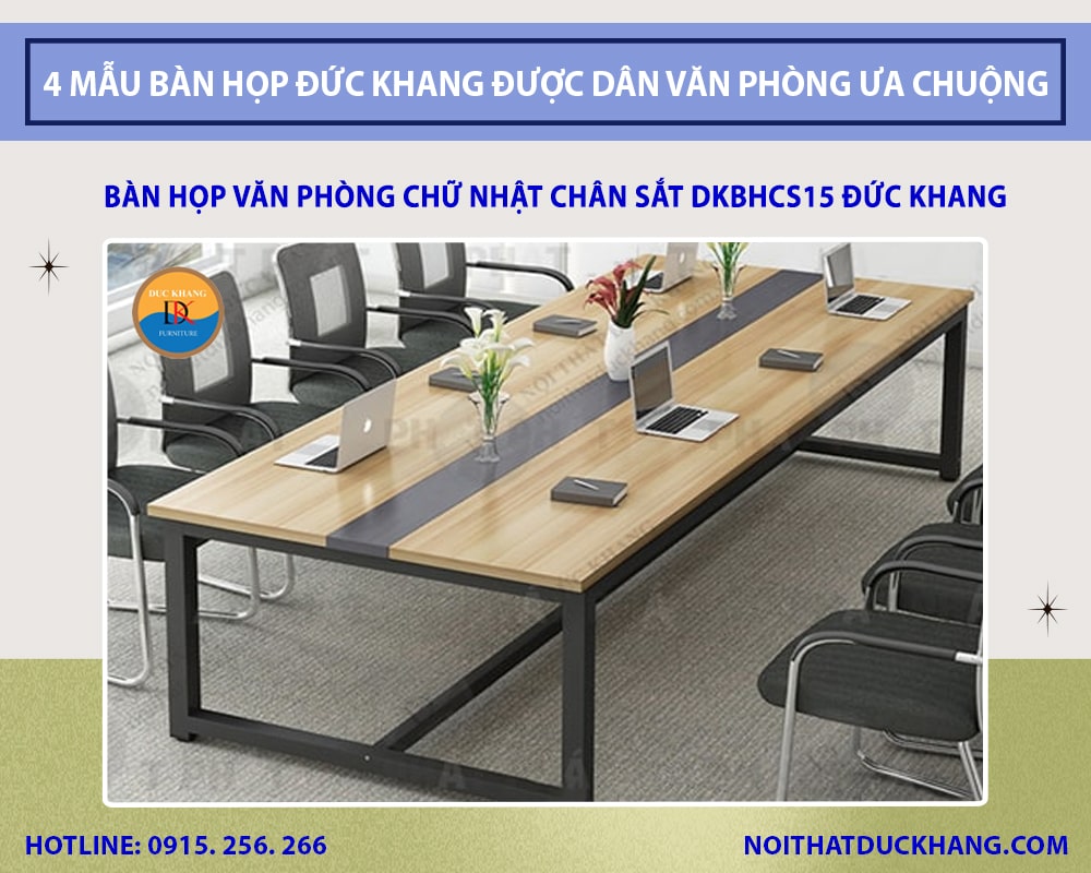 Bàn họp văn phòng chữ nhật chân sắt DKBHCS15 Đức Khang