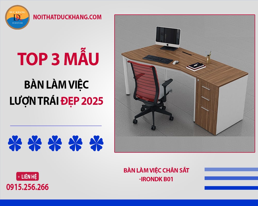 Top 3 mẫu bàn làm việc lượn trái đẹp kèm báo giá mới 2025