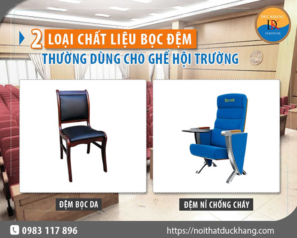 2 loại chất liệu bọc đệm thường dùng cho ghế hội trường