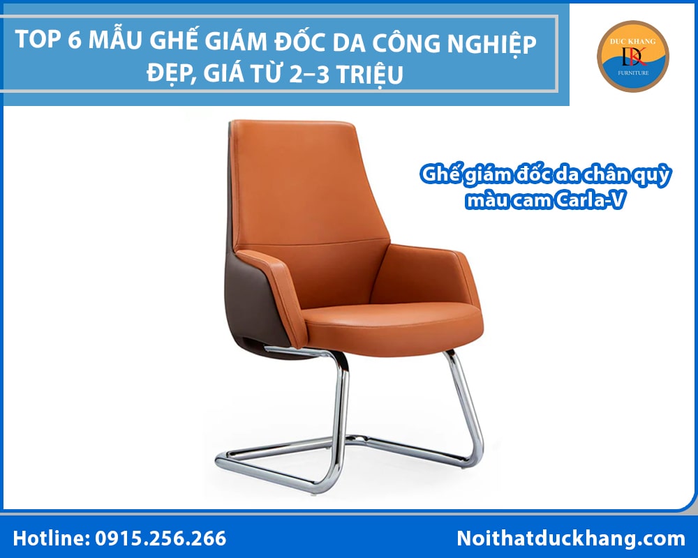 Ghế giám đốc da chân quỳ màu cam Carla-V