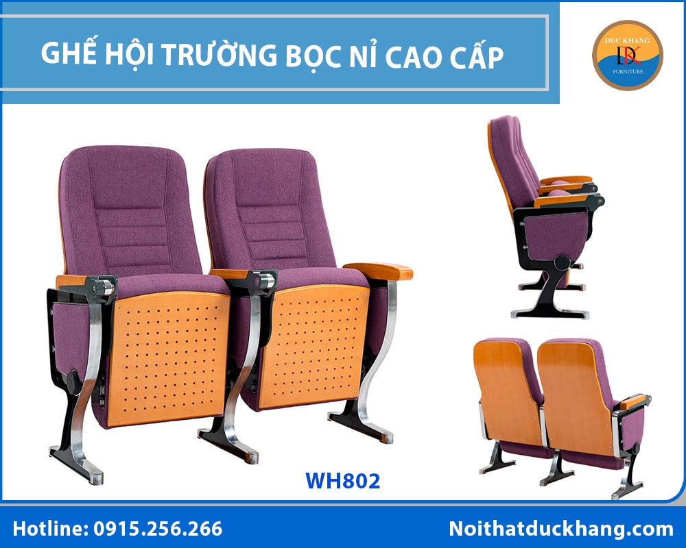 Ghế hội trường bọc nỉ cao cấp, đa dạng màu sắc nổi bật