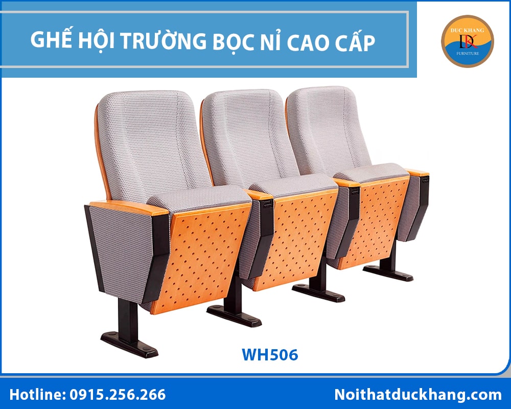 Ghế hội trường bọc nỉ cao cấp, đa dạng màu sắc nổi bật