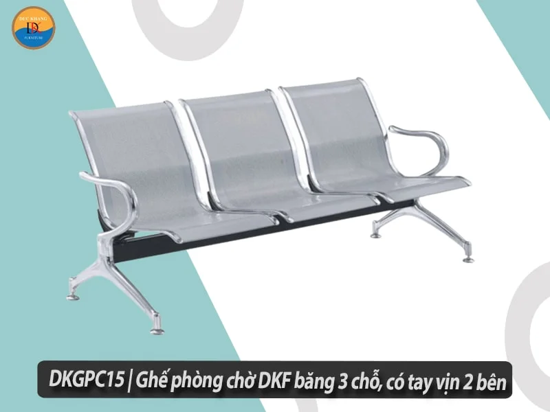 DKGPC15 | Ghế phòng chờ DKF băng 3 chỗ, có tay vịn 2 bên