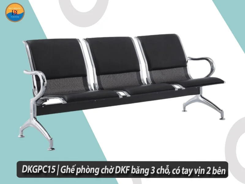 DKGPC15 | Ghế phòng chờ DKF băng 3 chỗ, có tay vịn 2 bên