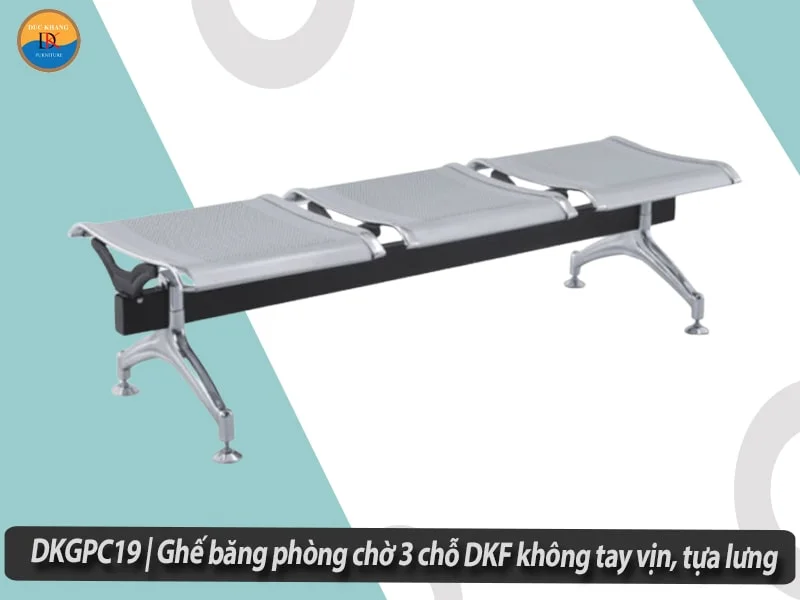 DKGPC19 | Ghế băng phòng chờ 3 chỗ DKF không tay vịn và tựa lưng