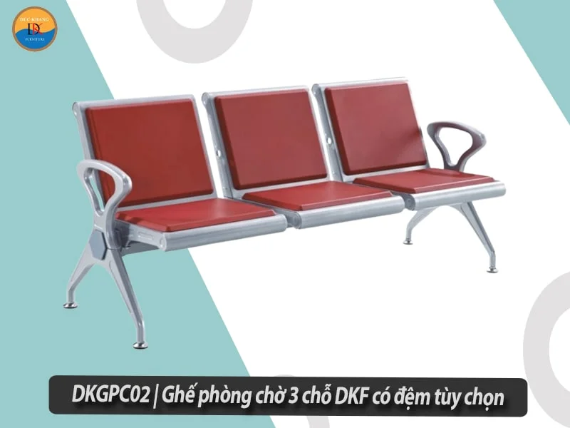 DKGPC02 | Ghế chờ sân bay 3 chỗ DKF có đệm tùy chọn