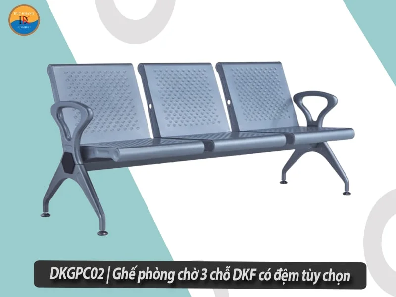DKGPC02 | Ghế chờ sân bay 3 chỗ DKF có đệm tùy chọn