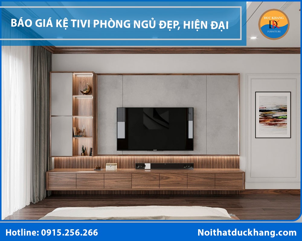 Báo giá kệ tivi phòng ngủ đẹp, hiện đại và tiện dụng 2025