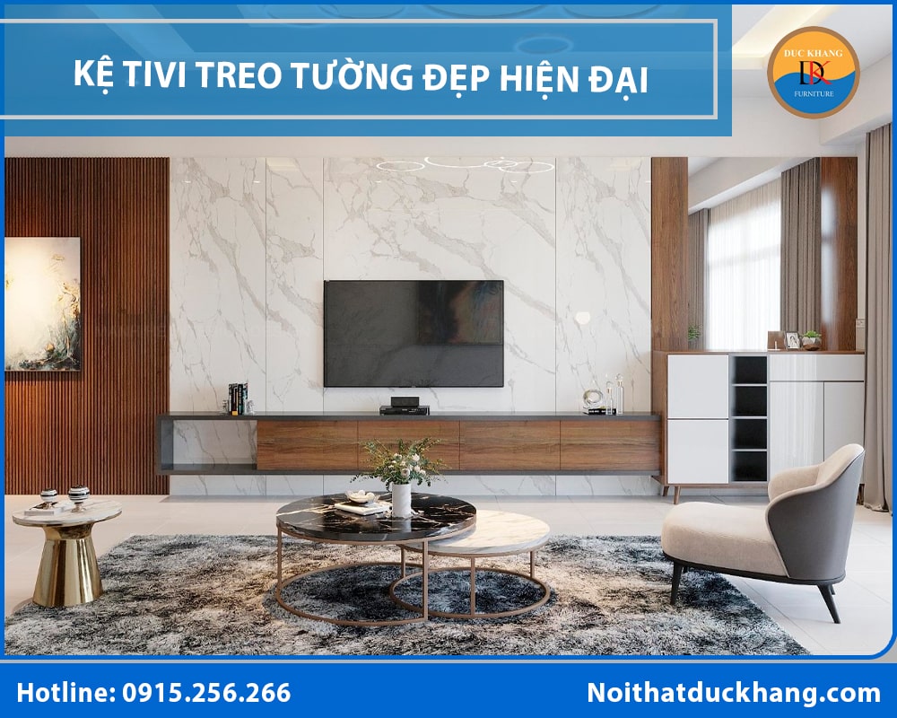 Top 3 mẫu kệ tivi treo tường đẹp hiện đại 2025 kèm báo giá