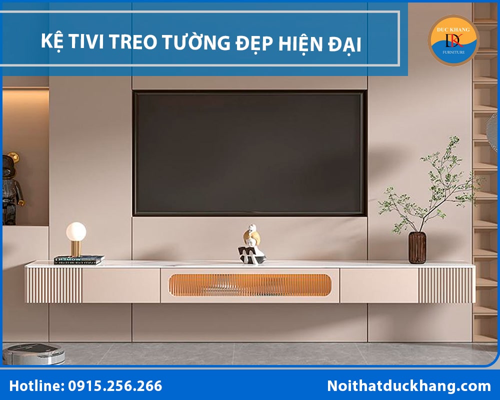 Top 3 mẫu kệ tivi treo tường đẹp hiện đại 2025 kèm báo giá