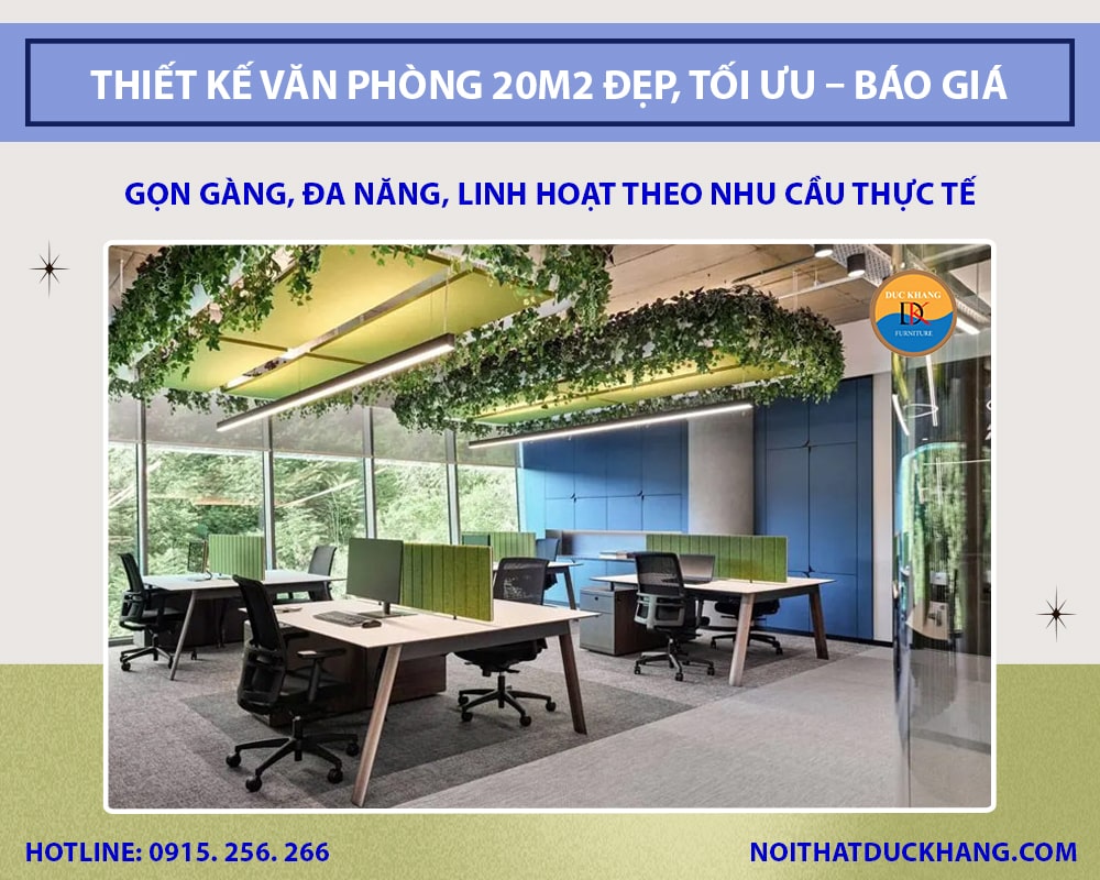 Thiết kế văn phòng 20m2 đẹp, tối ưu - Báo giá 2025 Thiết kế văn phòng 20m2 đẹp, tối ưu - Báo giá 2025