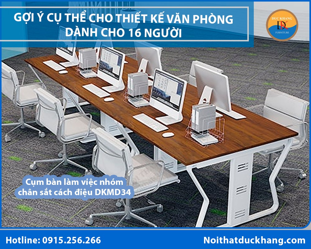 Cụm bàn làm việc nhóm chân sắt cách điệu Đức Khang DKMD34