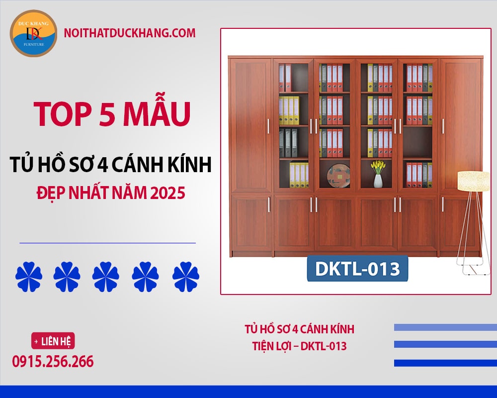 Tủ hồ sơ 4 cánh kính tiện lợi - DKTL-013
