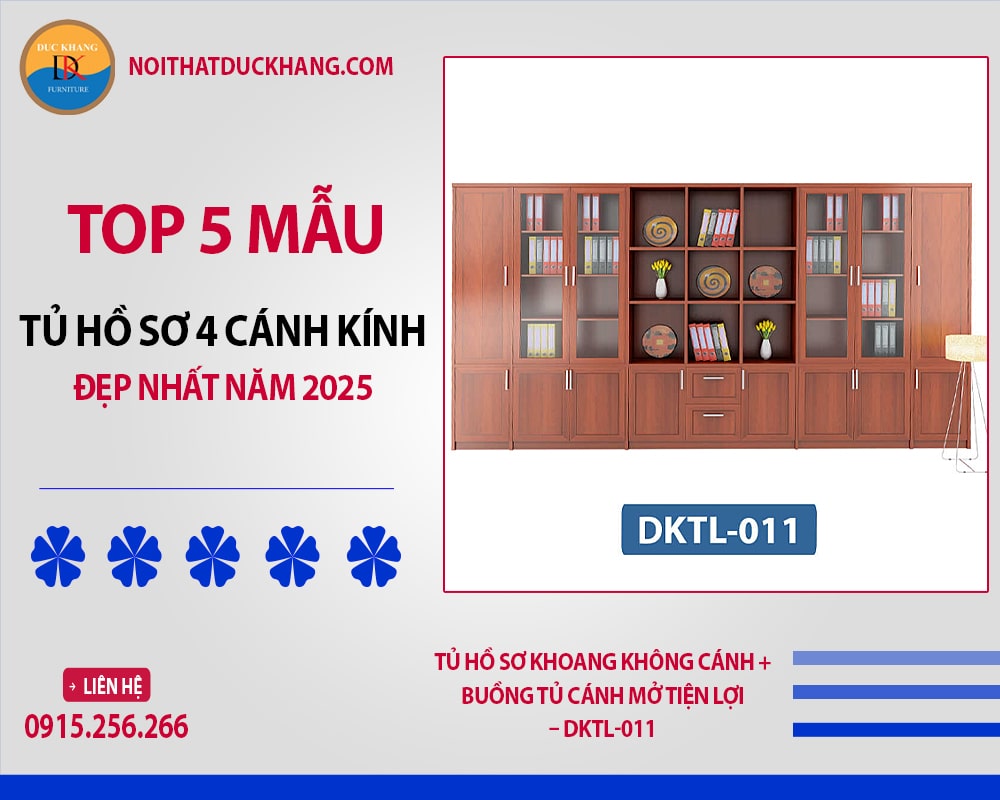 Tủ hồ sơ khoang không cánh + buồng tủ cánh mở tiện lợi - DKTL-011