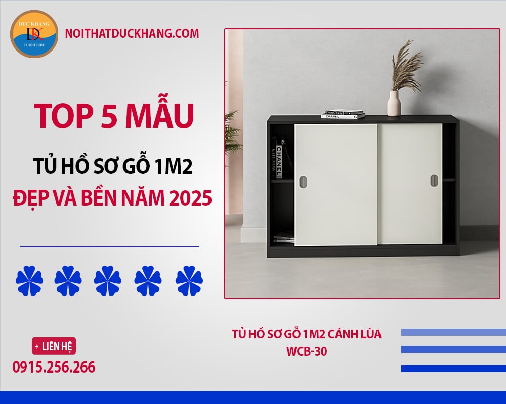 Tủ hồ sơ gỗ 1m2 cánh lùa WCB-30