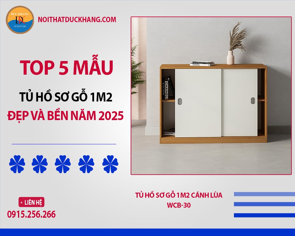 Tủ hồ sơ gỗ 1m2 cánh lùa WCB-30