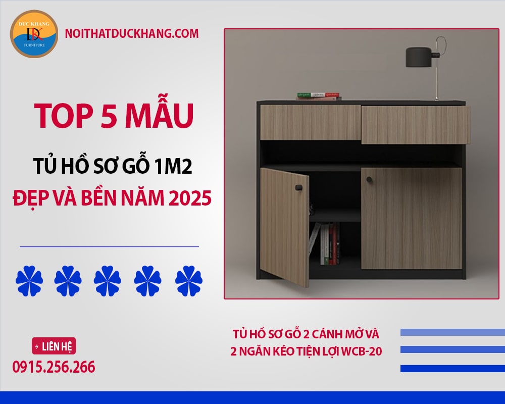 Top mẫu tủ hồ sơ gỗ 1m2 đẹp, bền kèm báo giá mới 2025