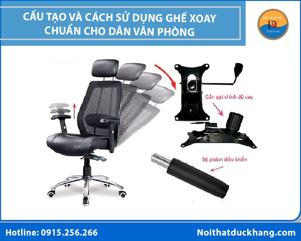 Cấu tạo và cách sử dụng ghế xoay chuẩn cho dân văn phòng Cấu tạo và cách sử dụng ghế xoay chuẩn cho dân văn phòng