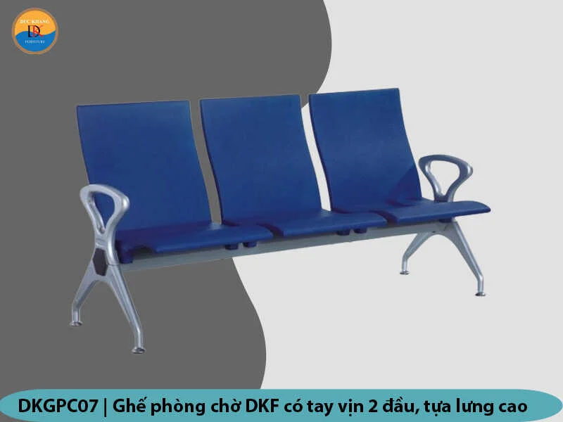 DKGPC07 | Ghế phòng chờ DKF có tay vịn 2 đầu, tựa lưng cao