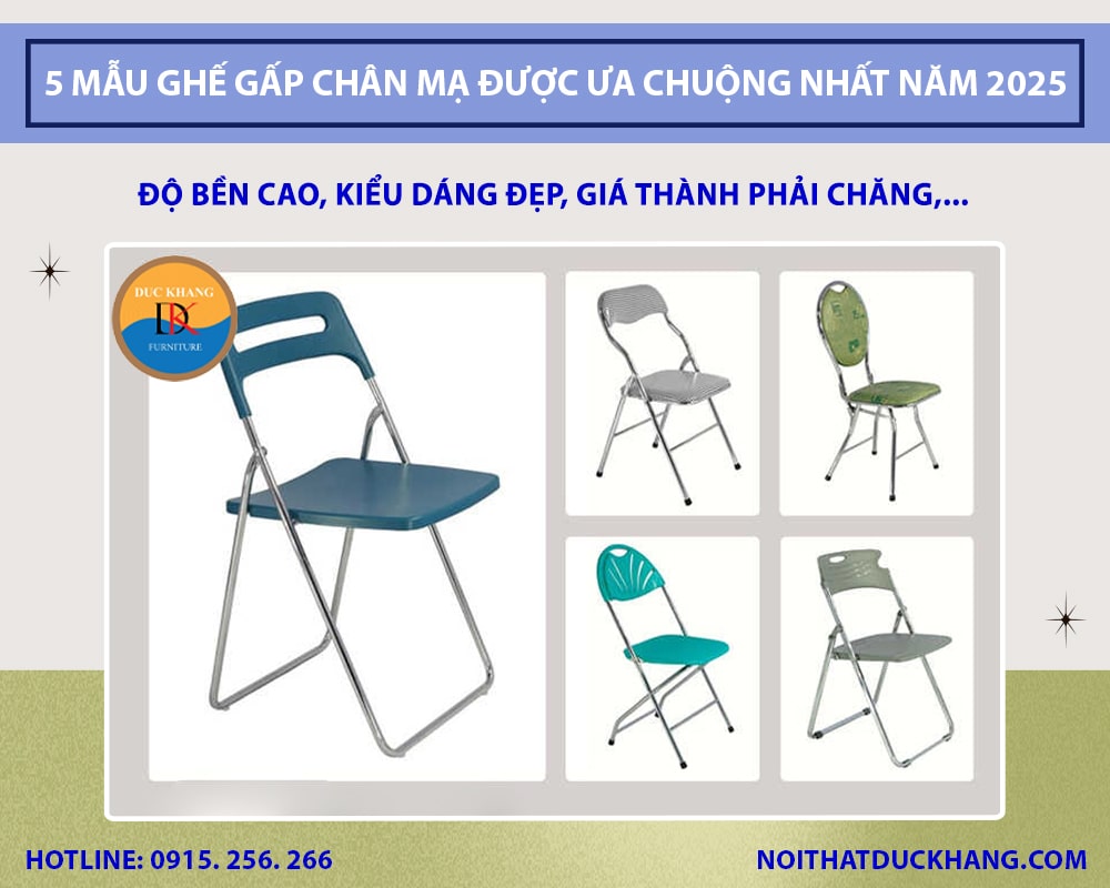 5 mẫu ghế gấp chân mạ được ưa chuộng nhất năm 2025