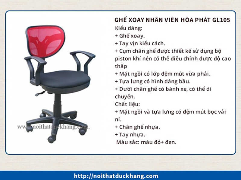 Ghế xoay Hòa Phát GL105 nổi bật