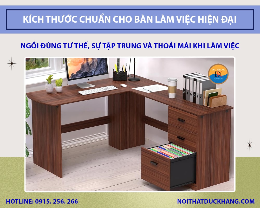 Kích thước chuẩn cho bàn làm việc hiện đại mới nhất 2025 Kích thước chuẩn cho bàn làm việc hiện đại mới nhất 2025
