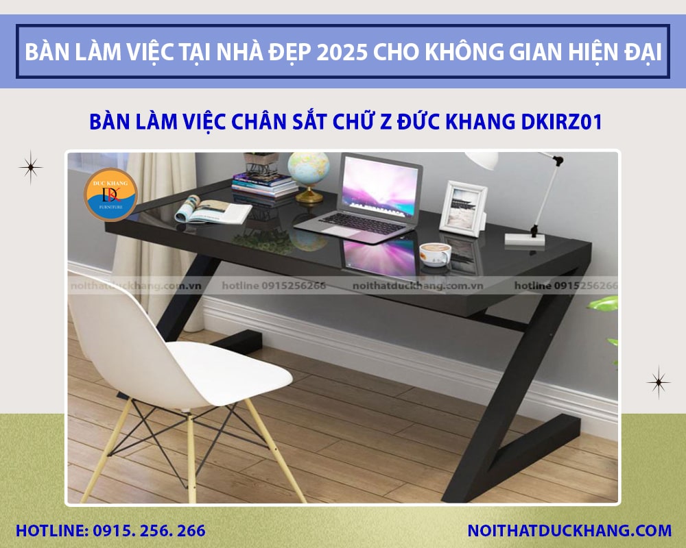 Bàn làm việc chân sắt chữ Z Đức Khang DKIRZ01 Bàn làm việc chân sắt chữ Z Đức Khang DKIRZ01
