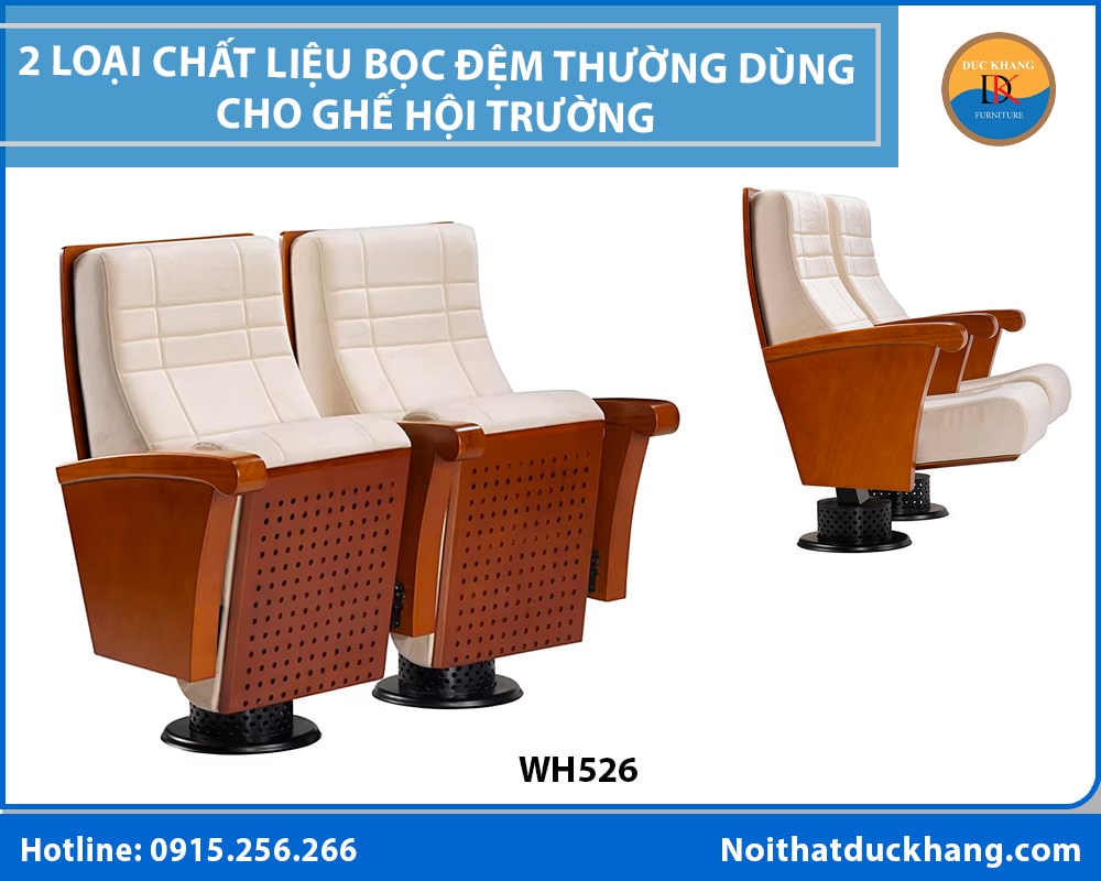 2 loại chất liệu bọc đệm thường dùng cho ghế hội trường