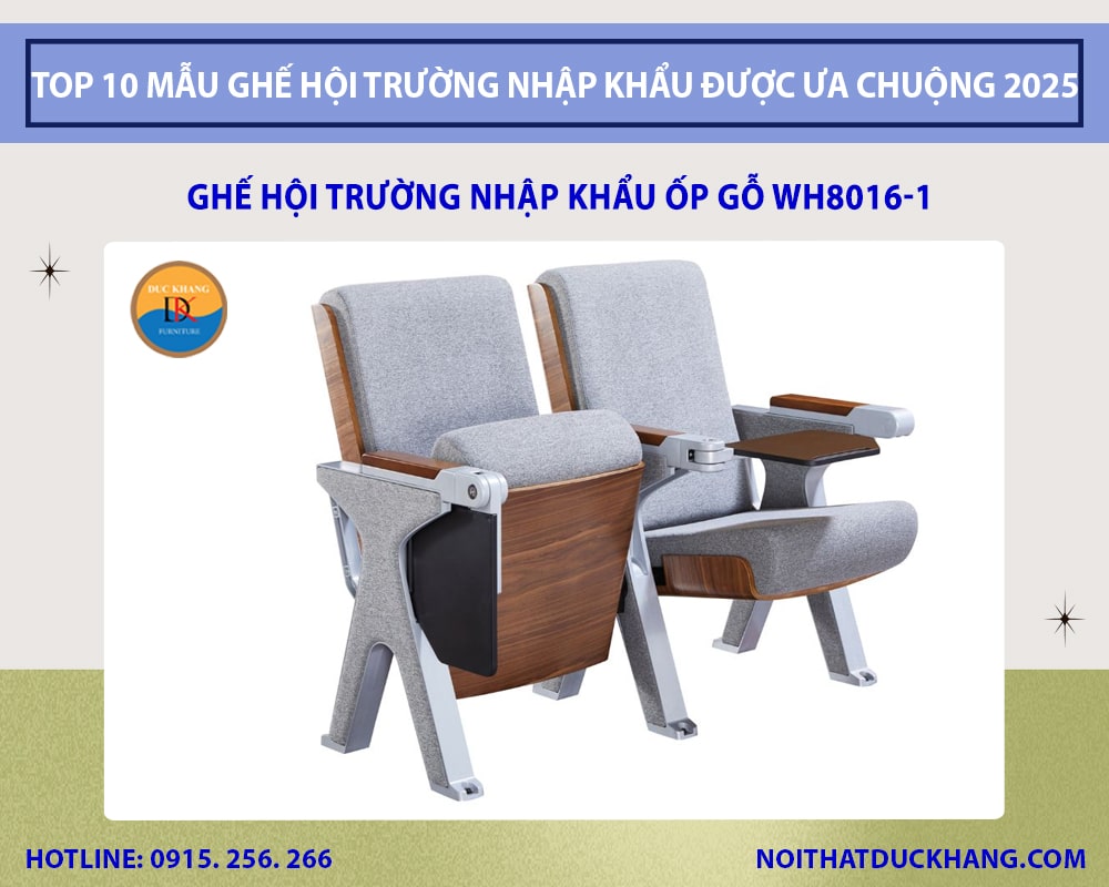 Ghế hội trường nhập khẩu ốp gỗ WH8016-1