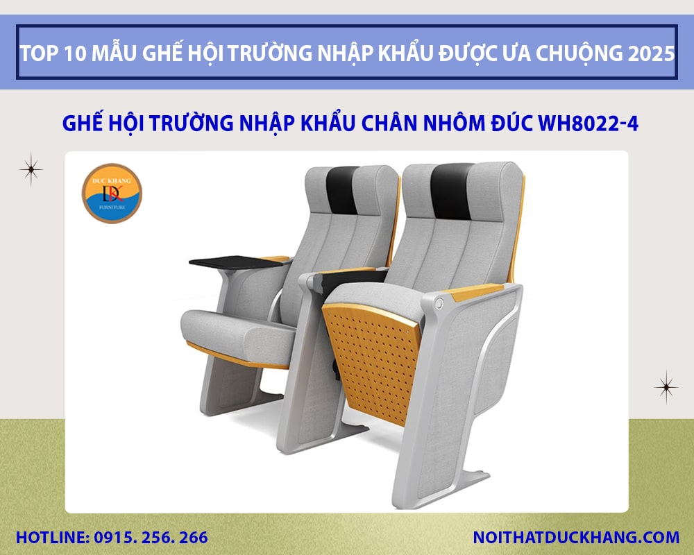 Ghế hội trường nhập khẩu chân nhôm đúc WH8022-4