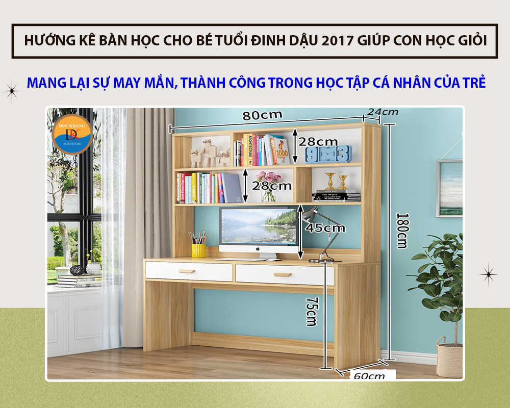 Hướng kê bàn học cho bé tuổi Đinh Dậu 2017 giúp con học giỏi