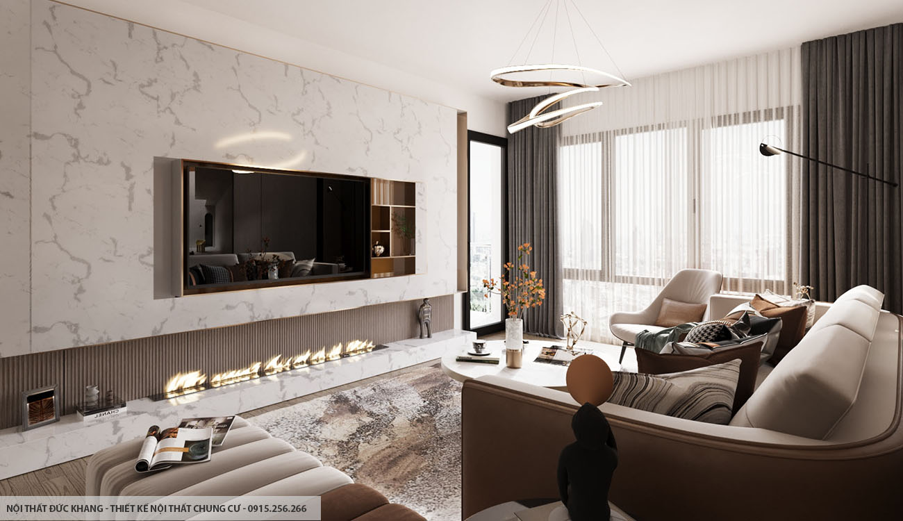 Mẫu 1: Thiết kế nội thất chung cư diện tích 30m2 – 1 phòng ngủ