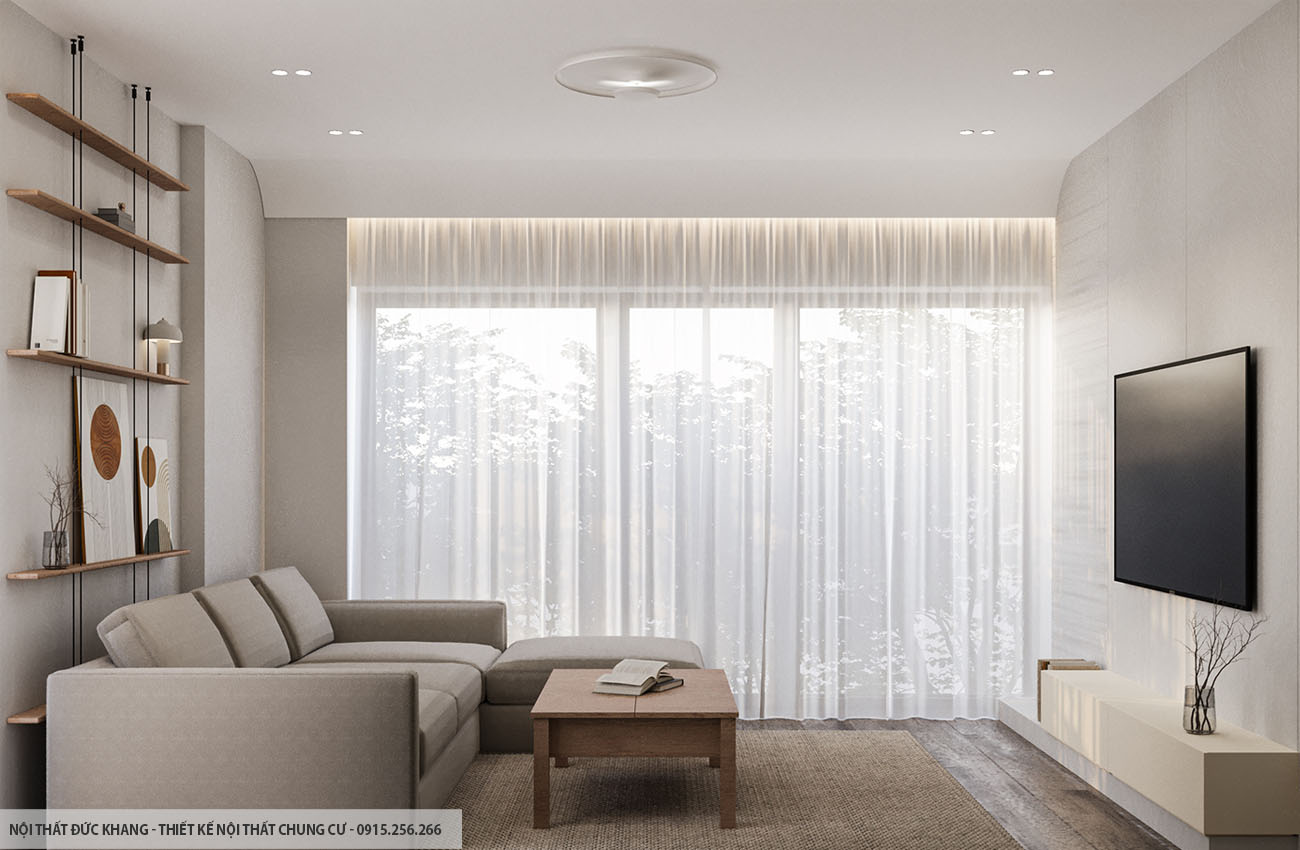 Mẫu 3: Thiết kế nội thất chung cư diện tích 45m2 – 1 phòng ngủ