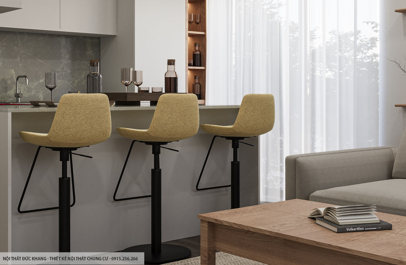 Mẫu 3: Thiết kế nội thất chung cư diện tích 45m2 – 1 phòng ngủ