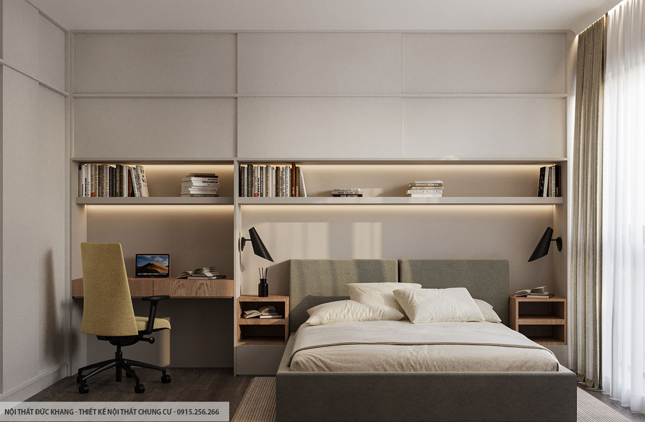 Mẫu 3: Thiết kế nội thất chung cư diện tích 45m2 – 1 phòng ngủ