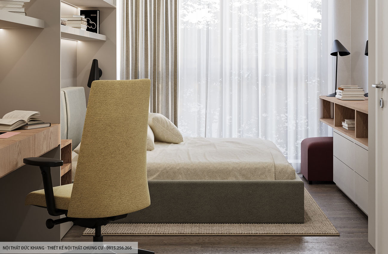 Mẫu 3: Thiết kế nội thất chung cư diện tích 45m2 – 1 phòng ngủ